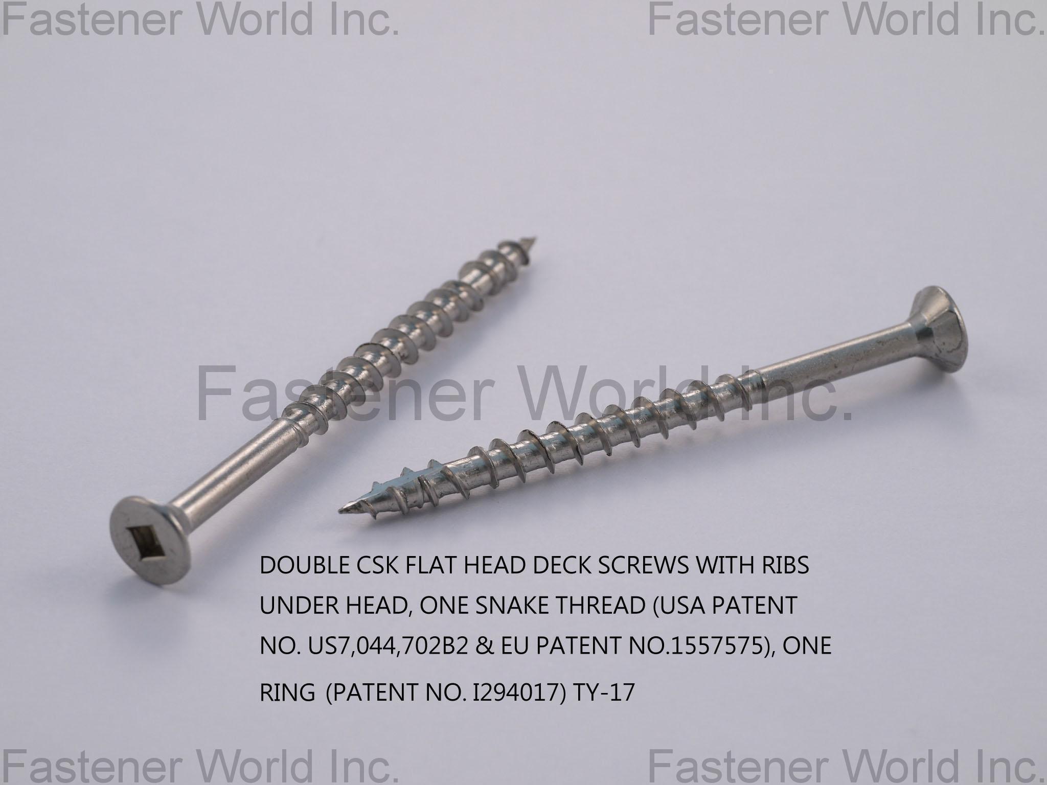 A-PLUS SCREWS INC. , DECK SCREW WITH SNAKE THREAD & RING  , Deck Screws