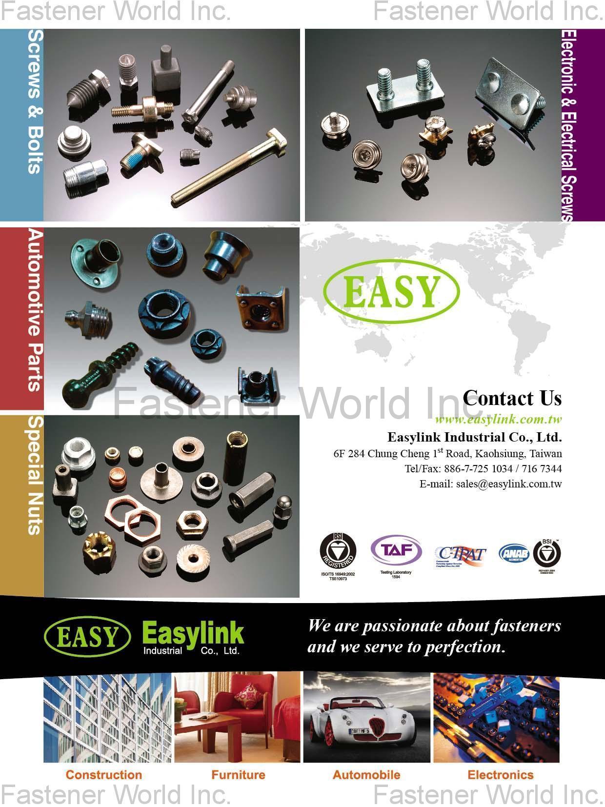 EASYLINK INDUSTRIAL CO., LTD. , Screws & Bolts, Automotive Parts, Electronic & Electrical Screws, Special Nuts , All Kinds of Screws