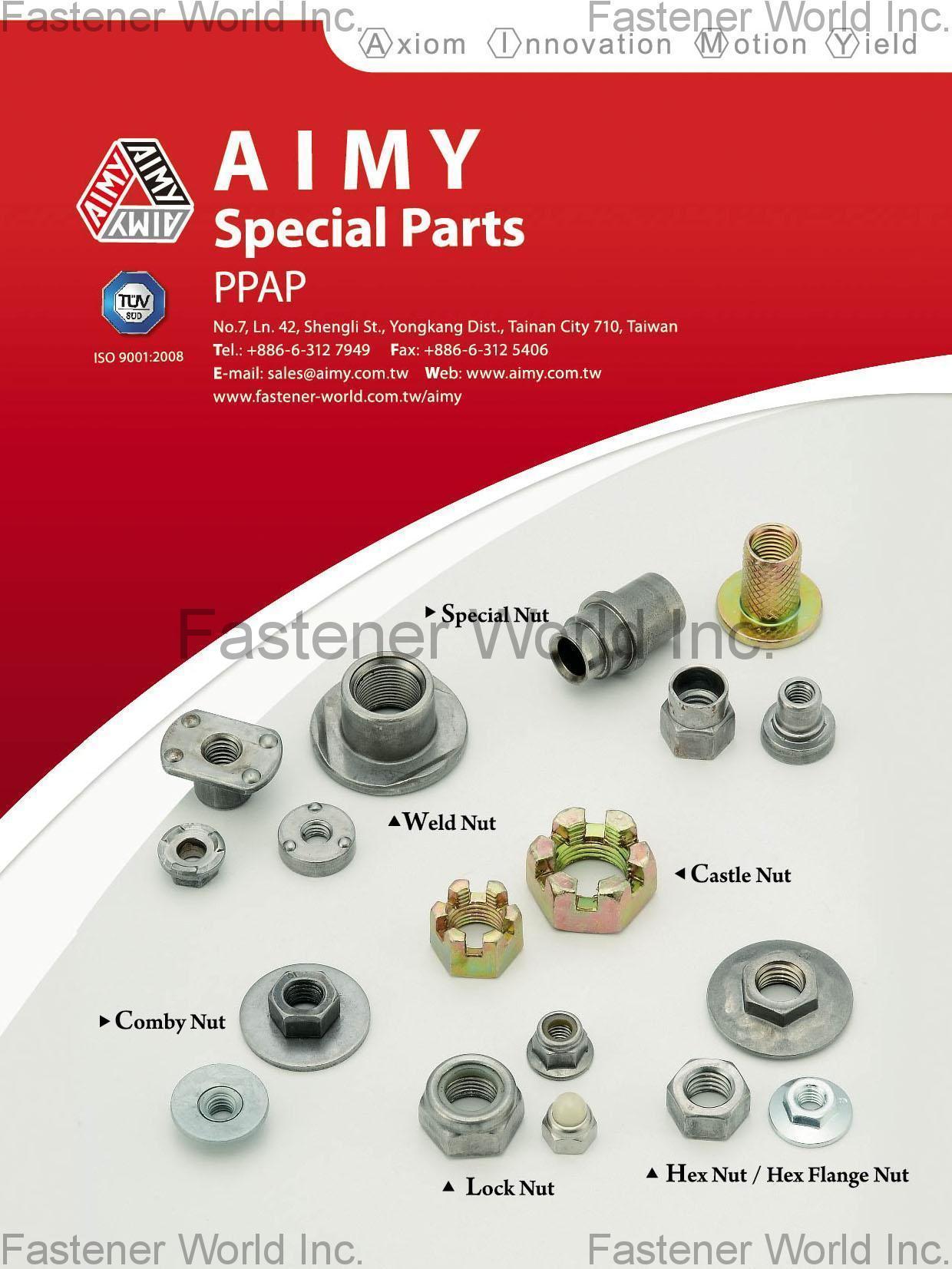 A.I.M.Y Co., Ltd. (AIMY) , Special Nut, Weld Nut, Comby Nut, Castle Nut, Lock Nut, Hex Nut / Hex Flange Nut , FASTENERS <span style='font-size:12px;font-weight:normal' >( Screws, Bolts, Nuts, Washers, Rivets, Pins, Nails, Anchors... )</span>