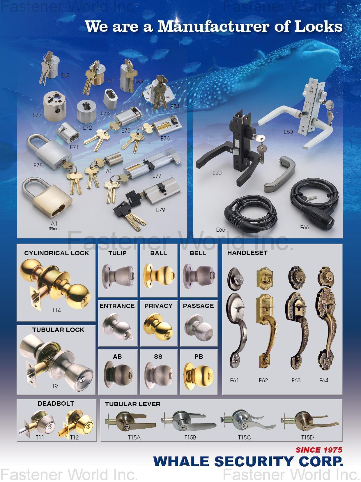 WHALE SECURITY CORP. / HIPPO SECURITY CORP. , Cylindrical Lock, Handleset, Tubular Lock, Deadbolt, Tubular Lever , Handles