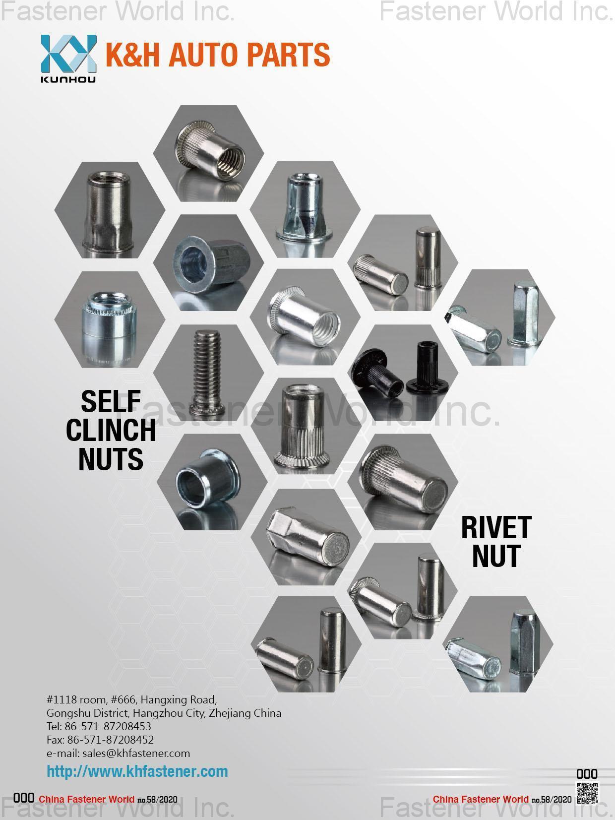 ZHEJIANG K&H AUTO PARTS CO., LTD. , RIVET NUT, SELF CLINCH NUTS , Blind Nuts / Rivet Nuts