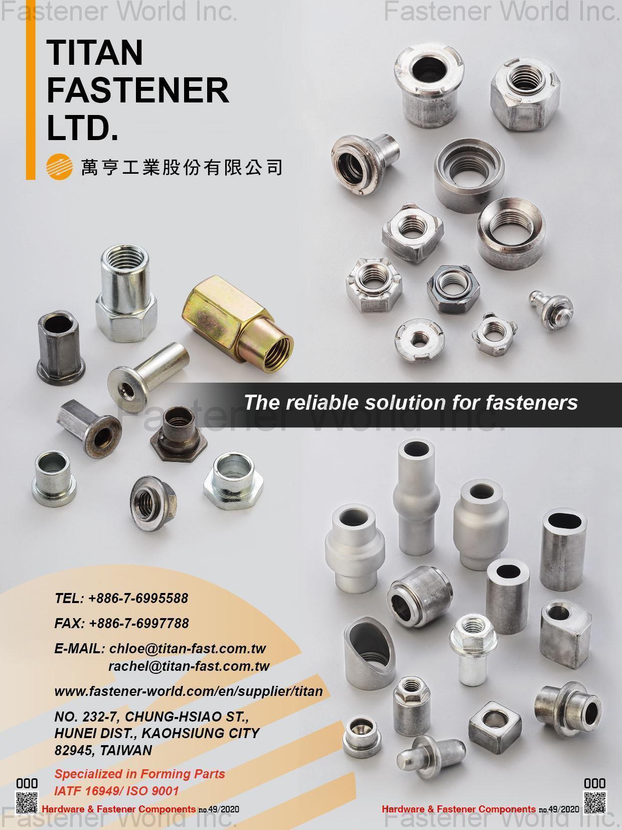 TITAN FASTENER LTD. , Specialized in Forming Parts , Special Cold / Hot Forming Parts