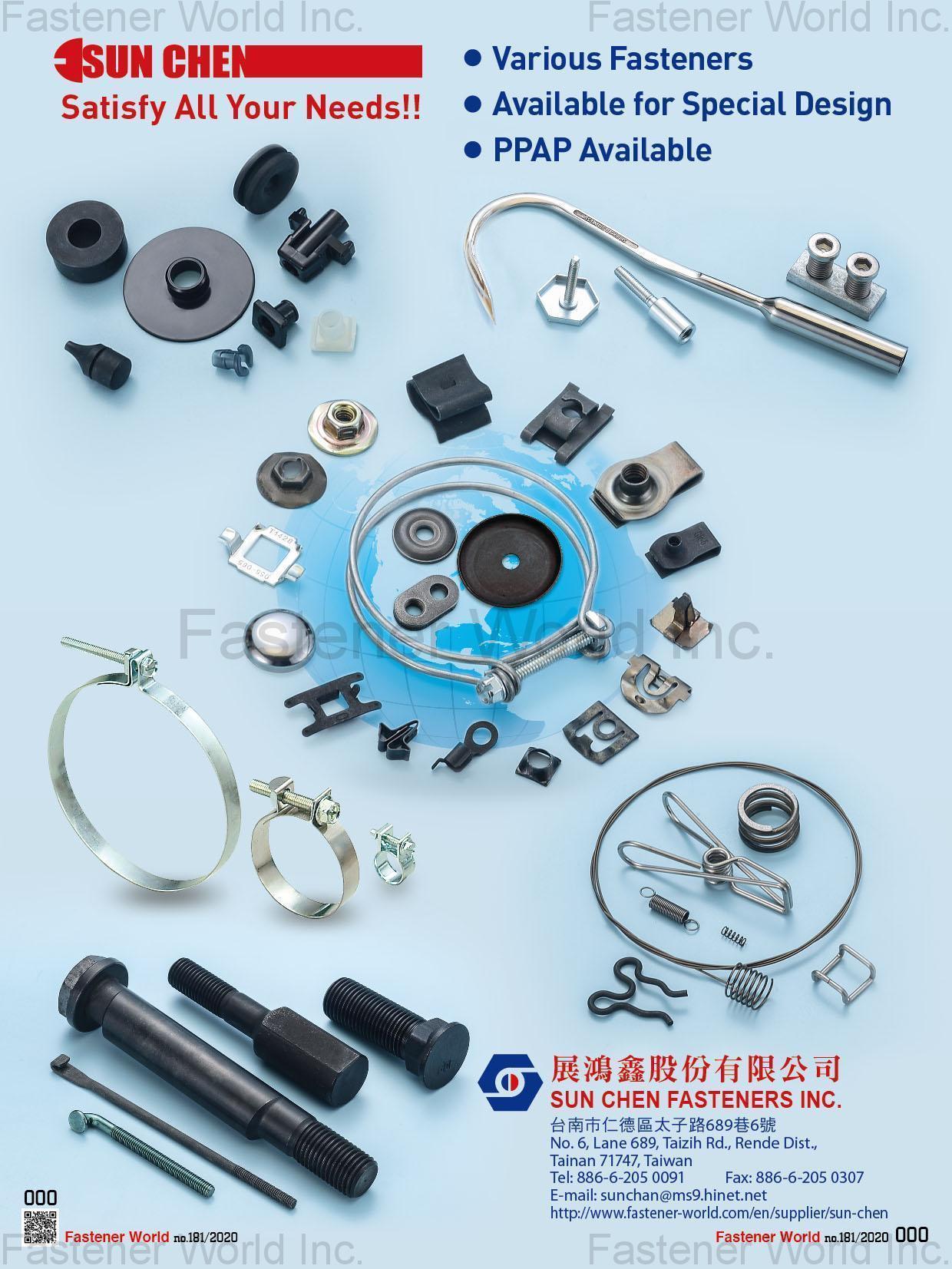 SUN CHEN FASTENERS INC., , Stamping , Machined parts, Nuts, Wire Parts, Special Parts , Hardwares
