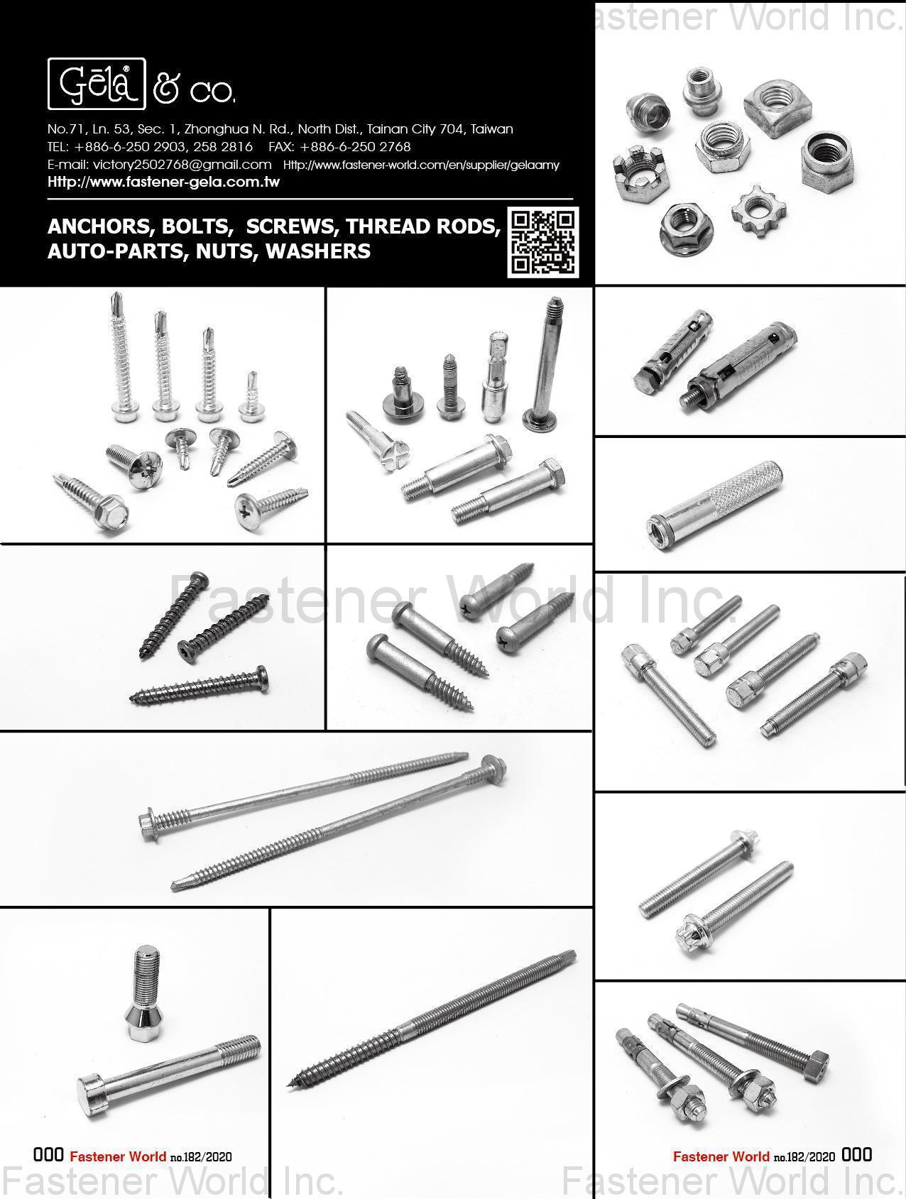 GELA & COMPANY  , Anchors, Bolts, Screws, Thread Rods, Auto-Parts, Nuts, Washers , Anchors