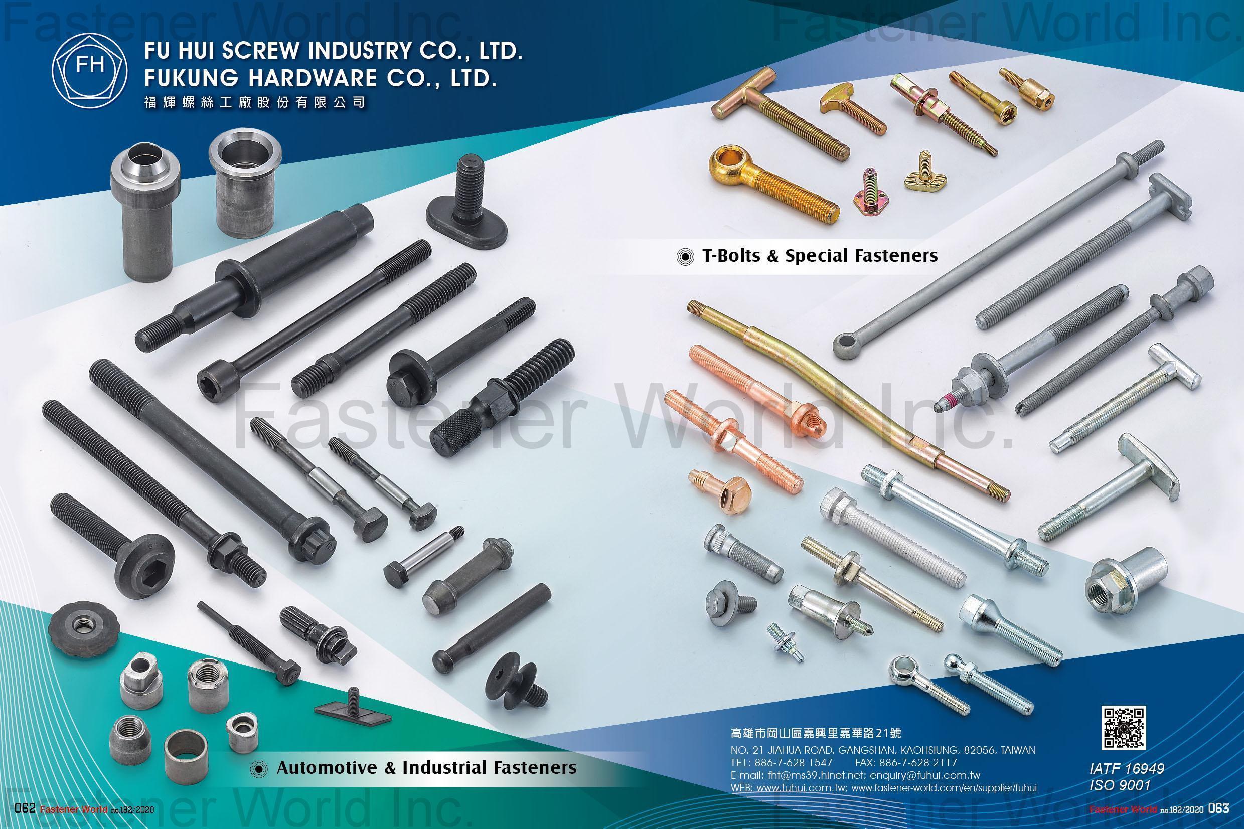 FU HUI SCREW INDUSTRY CO., LTD. (FUKUNG  HARDWARE  CO.  LTD.) , Automotive & Industrial Fasteners, T-Bolts & Special Fasteners , Special Bolts