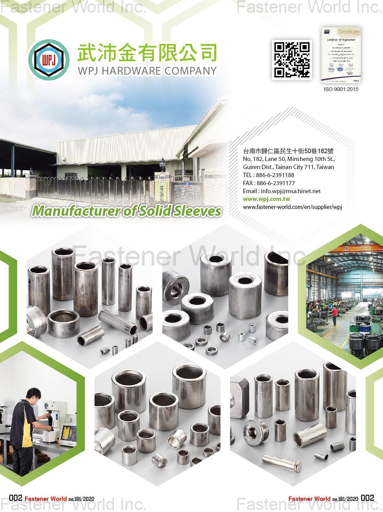 WPJ HARDWARE COMPANY , Solid Sleeves, Solid Roller, Solid Bushing products