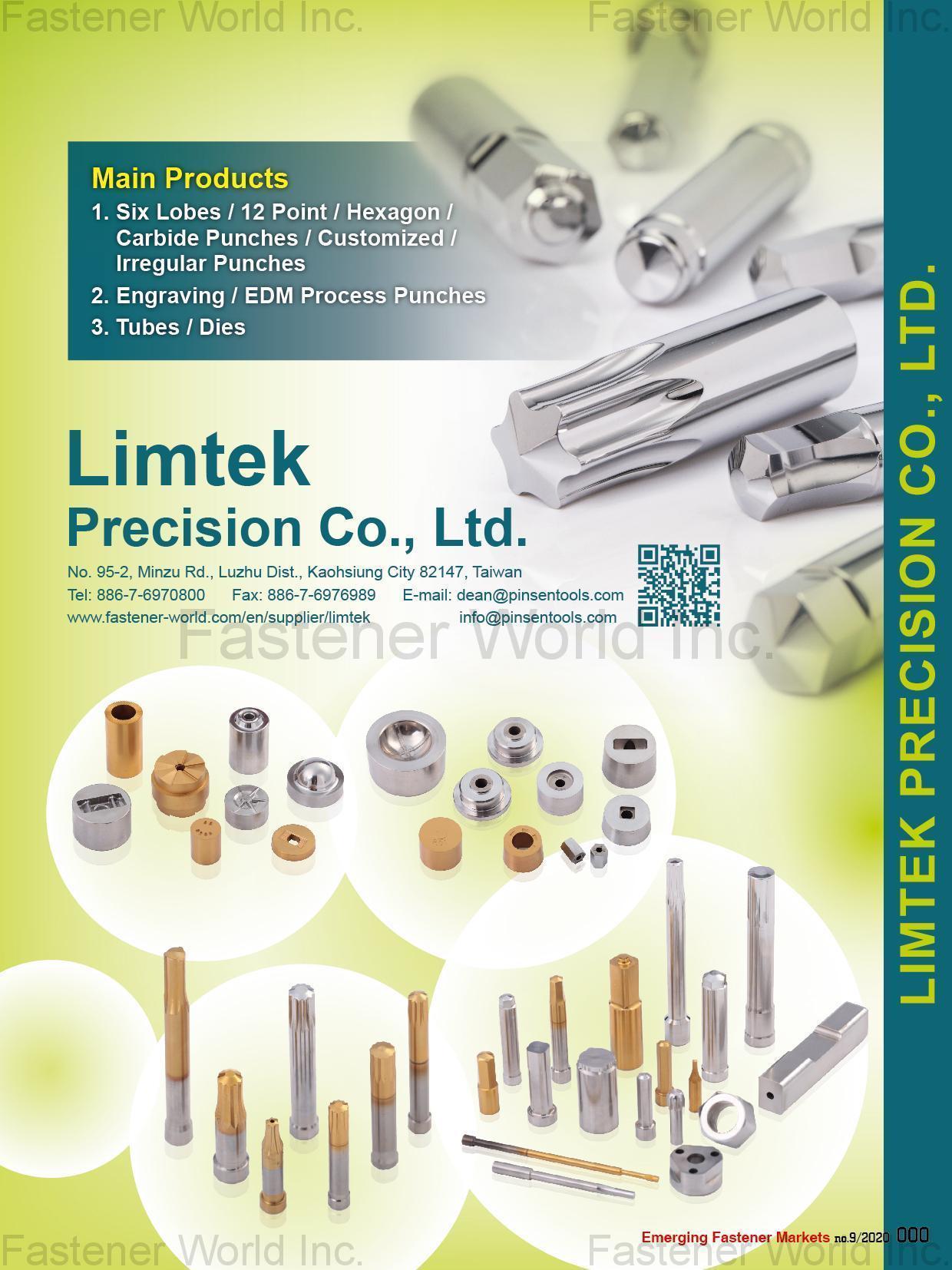 LIMTEK PRECISION CO, LTD. , Six Lobes / 12 Point / Hexagon / Carbide Punches / Customized / Irregular Punches / Engraving / EDM Process Punches / Tubes / Dies LIMTEK PRECISION CO, LTD. , Six Lobes / 12 Point / Hexagon / Carbide Punches / Customized / Irregular Punches / Engraving / EDM Process Punches / Tubes / Dies