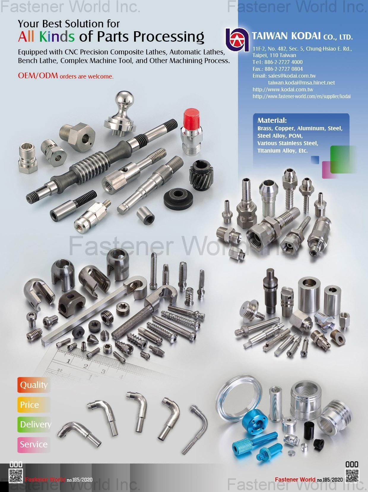 TAIWAN KODAI CO., LTD. , CNC Precision Composite Lathes, Automatic Lathes, Bench Lathe, Complex Machine Tool, Other Machining Process