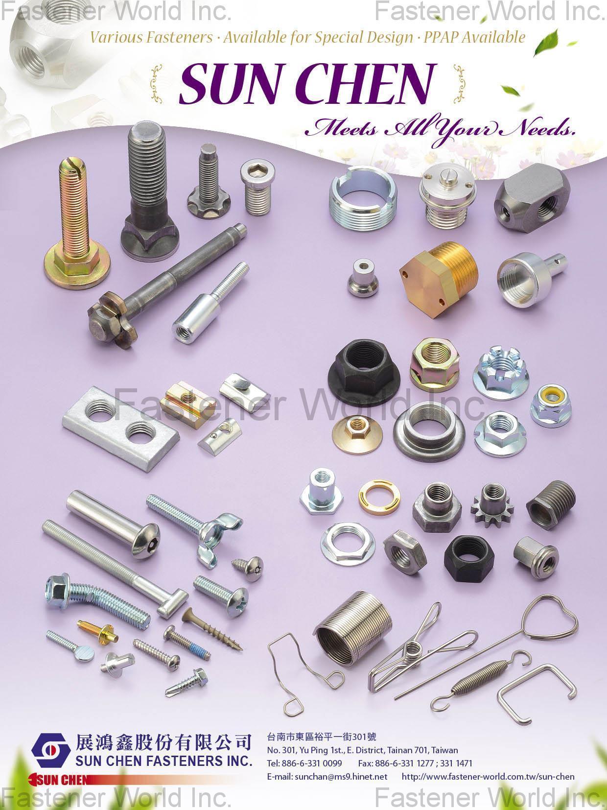 SUN CHEN FASTENERS INC., , Various Fasteners, Available for Special Design, PPAP Available , Special Screws