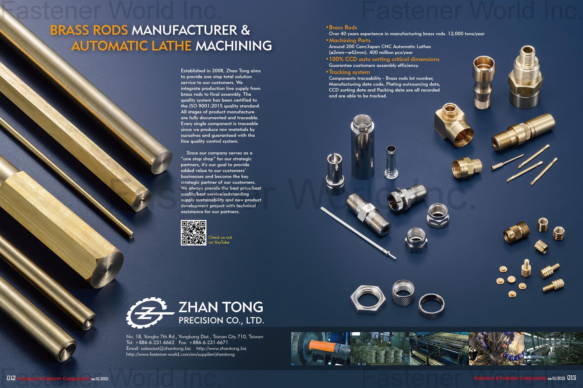 Zhan Tong Precision Co., Ltd. , Brass Rods, Automatic Lathe Machining, Machining Parts