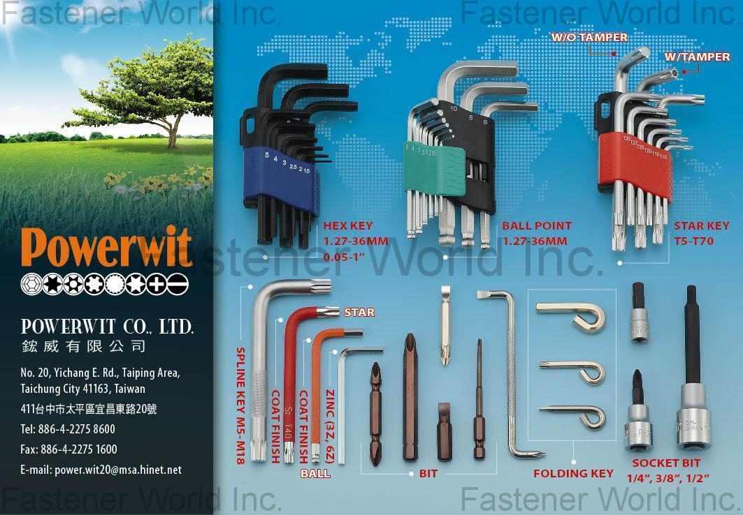 POWERWIT CO., LTD. , Hex Key, Socket Bit , Socket Bits