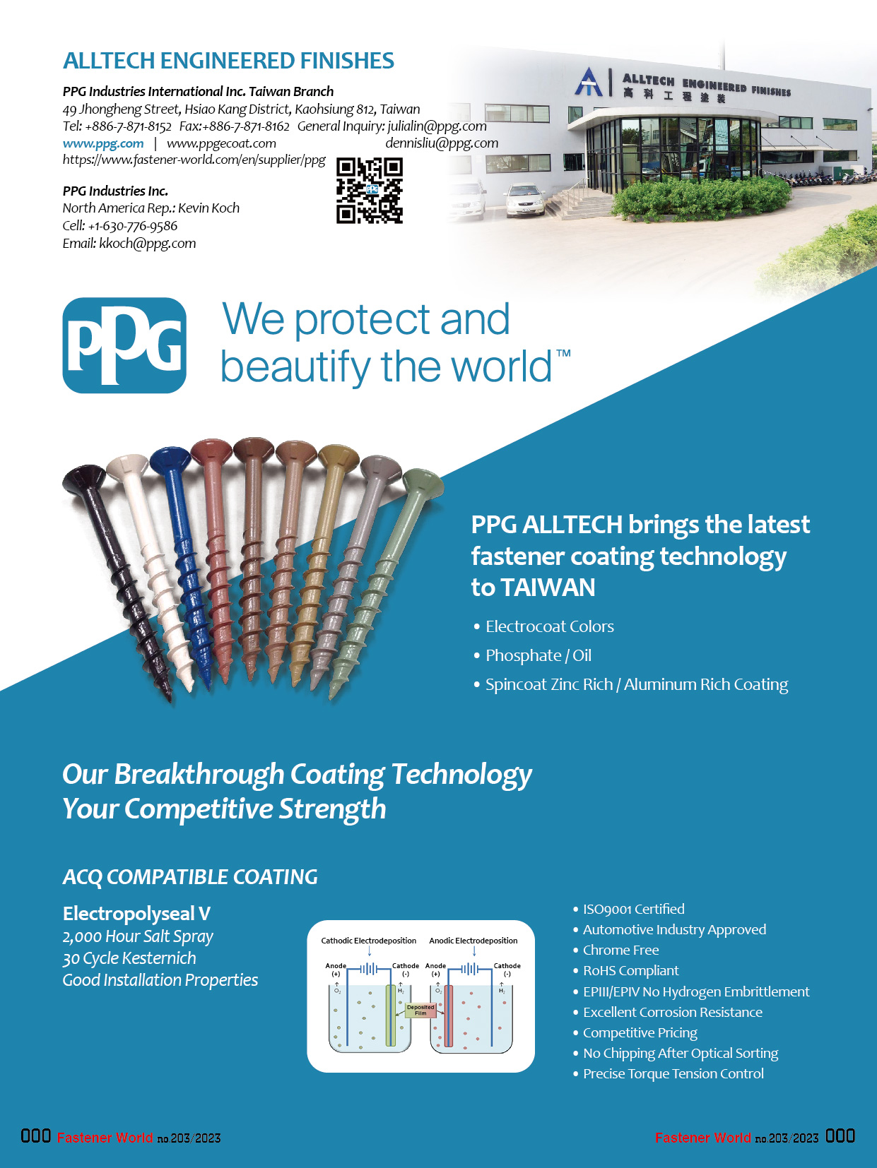 PPG INDUSTRIES INTERNATIONAL INC. TAIWAN BRANCH , PPG Electrocoat Technologies, PPG Anodic Epoxy Electrocoat Products, PPG Anodic Acrylic Electrocoat Products, PPG Cathodic Epoxy Electrocoat Products, PPG Cathodic Acrylic Electrocoat Products