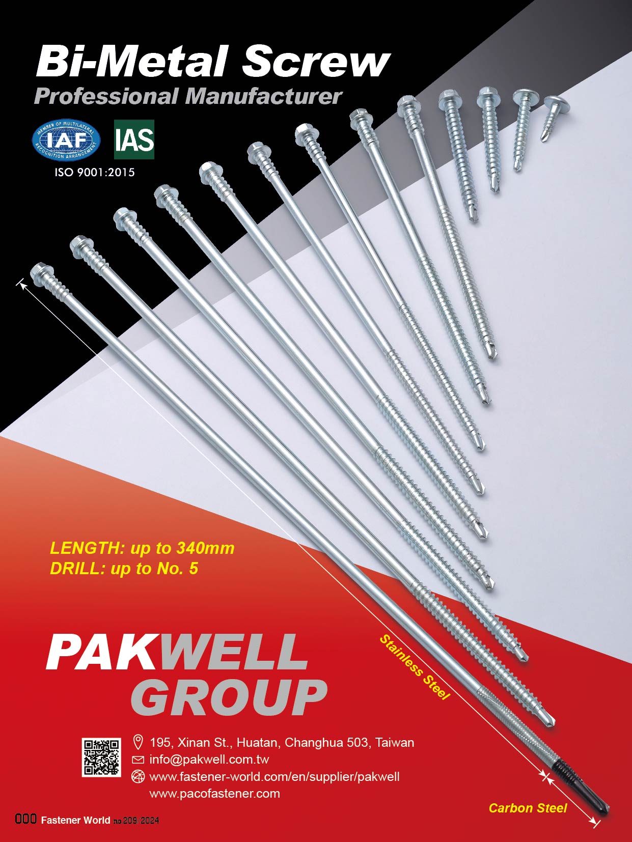 PAKWELL CO., LTD. , Bi-Metal Screws