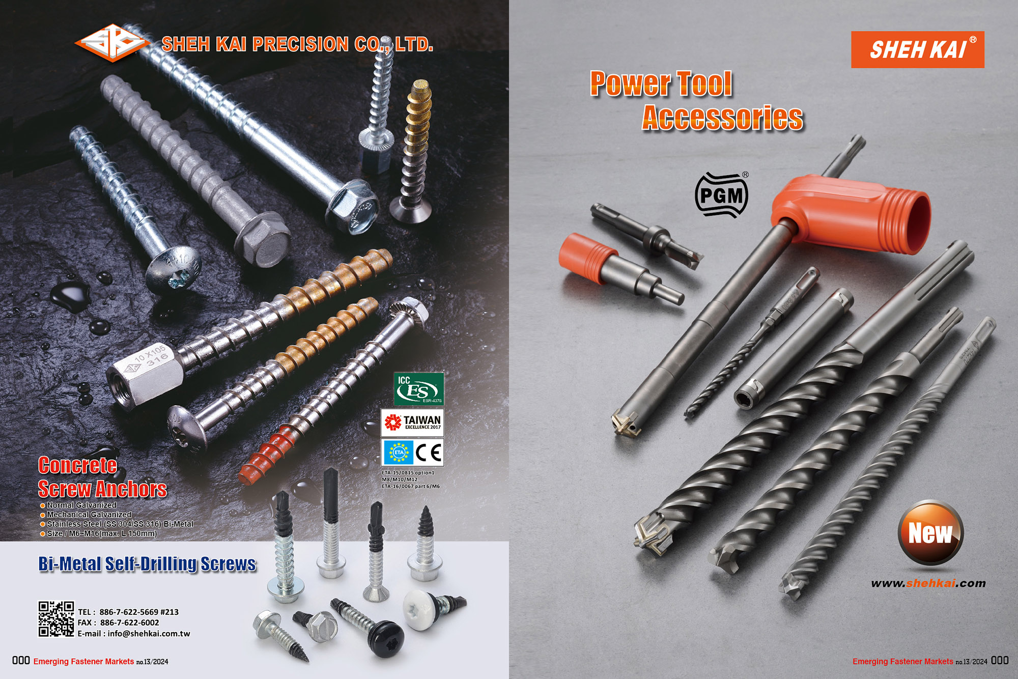 SHEH KAI PRECISION CO., LTD.  , Concrete Screw Anchors, Bi-Metal Self-Drilling Screws, Power Tool Accessories