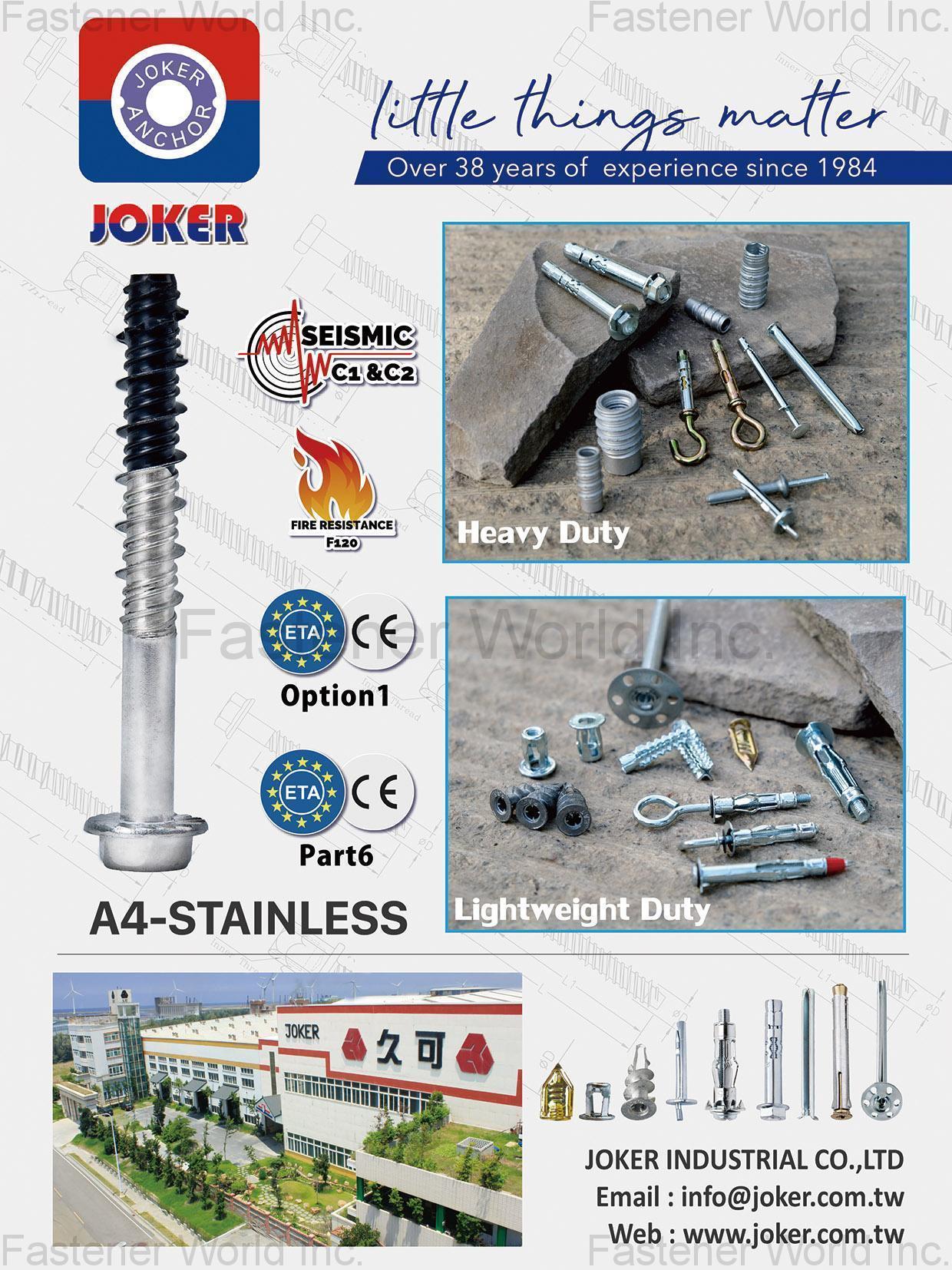 JOKER INDUSTRIAL CO., LTD.  , A4-Stainless, Heavy Duty, Lightweight Duty