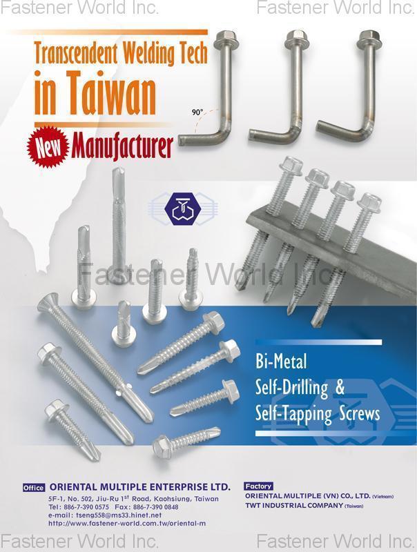 TSENG WIN / ORIENTAL MULTIPLE ENTERPRISE LTD. , Bi-Metal Self-Drilling & Self-Tapping Screws , Bi-metal Screw
