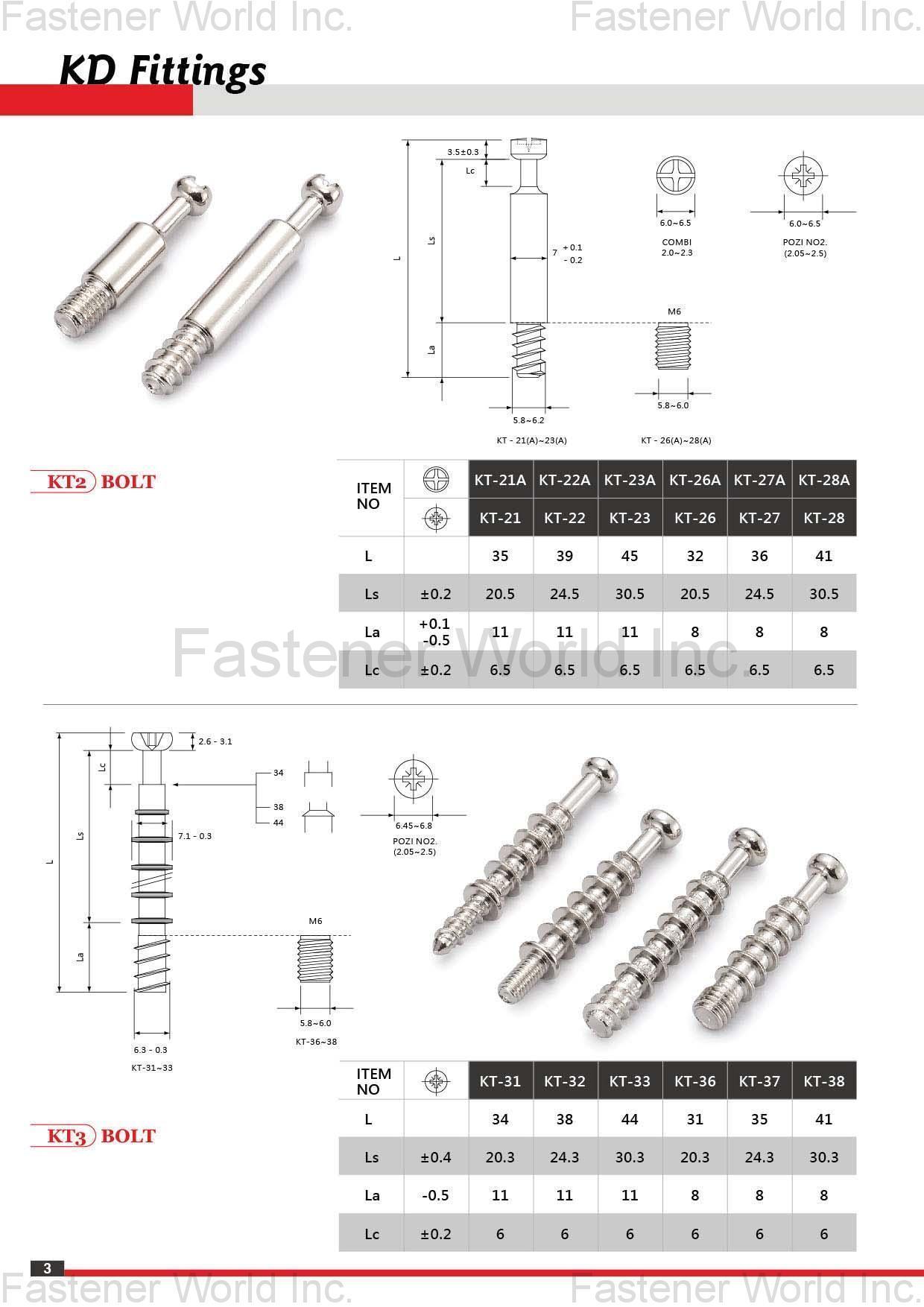 KAY-TAI FASTENERS INDUSTRIAL CO., LTD , KayTai,KD FITTINGS,Dowels,Zinc Alloy Cams,Quick Assembly Dowels,Eccentric ASSEMBLY TOOLS & PARTS,Wrench,Allen Keys,Wooden Dowelsm,Plastic Cover Caps Nuts,D Nuts,E Nuts,Insert Nuts,Sleeve Nuts,Connecting Nuts,Rivets,Cross Dowels,Nylon Nuts. SHELF SUPPORTS,Steel Pins,Glass Shelf Supports,Steel Shelf Supports,Supporting Pins SCREWS,Chipboard Screws,HI-LO Screws,Coating Screws,EURO Screws,Furniture Screws,Countersunk Screws,Pan Head Screws,JCBB / JCBC / JCBD Screws,Machine Screws,Knob Screws,Connecting Screws,5/32 KAY-TAI FASTENERS INDUSTRIAL CO., LTD , KayTai,KD FITTINGS,Dowels,Zinc Alloy Cams,Quick Assembly Dowels,Eccentric ASSEMBLY TOOLS & PARTS,Wrench,Allen Keys,Wooden Dowelsm,Plastic Cover Caps Nuts,D Nuts,E Nuts,Insert Nuts,Sleeve Nuts,Connecting Nuts,Rivets,Cross Dowels,Nylon Nuts. SHELF SUPPORTS,Steel Pins,Glass Shelf Supports,Steel Shelf Supports,Supporting Pins SCREWS,Chipboard Screws,HI-LO Screws,Coating Screws,EURO Screws,Furniture Screws,Countersunk Screws,Pan Head Screws,JCBB / JCBC / JCBD Screws,Machine Screws,Knob Screws,Connecting Screws,5/32