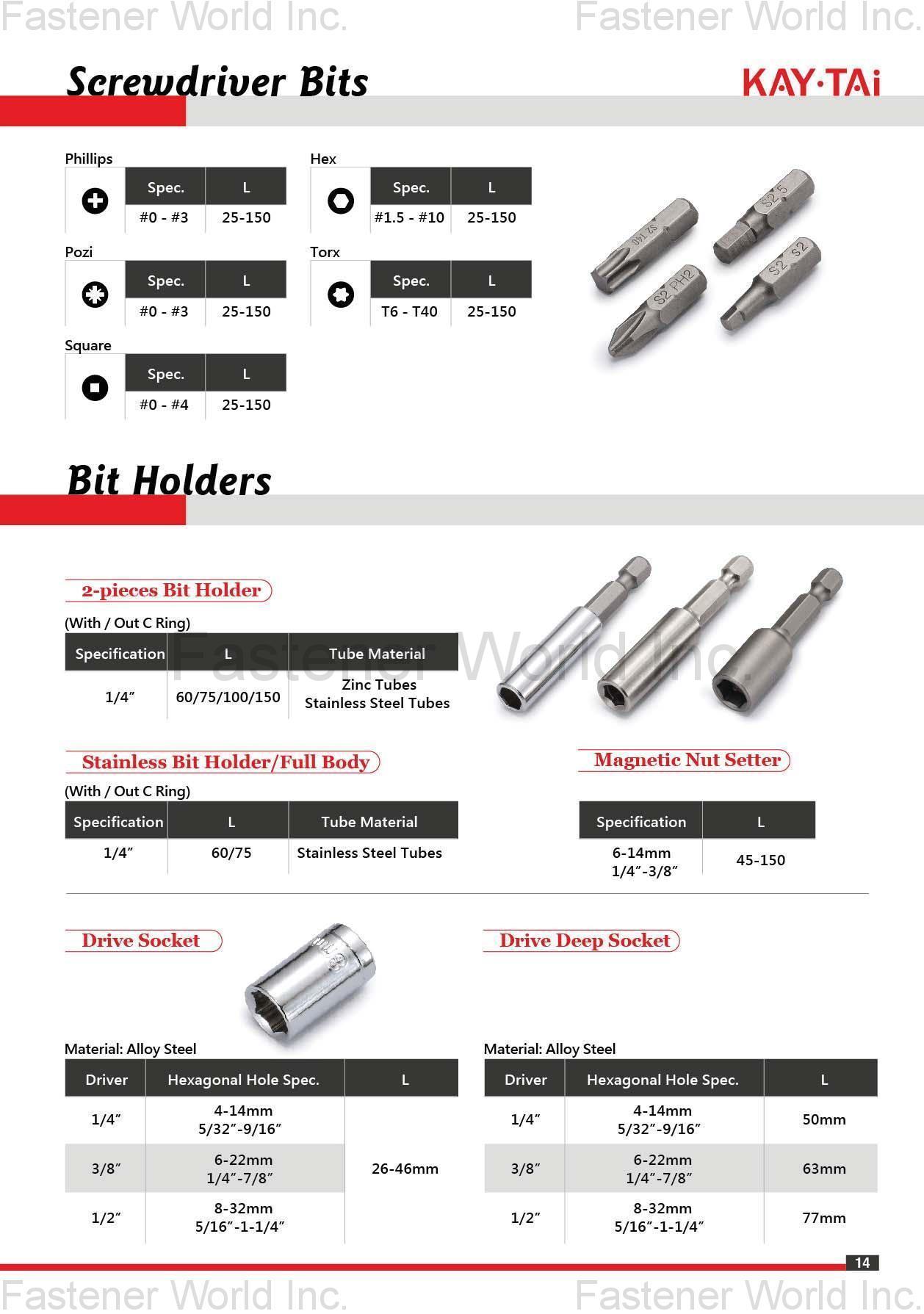 KAY-TAI FASTENERS INDUSTRIAL CO., LTD  , KayTai,KD FITTINGS,Dowels,Zinc Alloy Cams,Quick Assembly Dowels,Eccentric  ASSEMBLY TOOLS & PARTS,Wrench,Allen Keys,Wooden Dowelsm,Plastic Cover Caps  Nuts,D Nuts,E Nuts,Insert Nuts,Sleeve Nuts,Connecting Nuts,Rivets,Cross Dowels,Nylon Nuts. SHELF SUPPORTS,Steel Pins,Glass Shelf Supports,Steel Shelf Supports,Supporting Pins  SCREWS,Chipboard Screws,HI-LO Screws,Coating Screws,EURO Screws,Furniture Screws,Countersunk Screws,Pan Head Screws,JCBB / JCBC / JCBD Screws,Machine Screws,Knob Screws,Connecting Screws,5/32