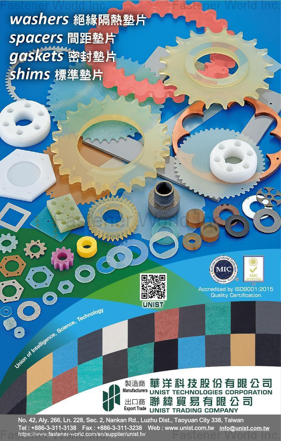 UNIST TECHNOLOGIES CORPORATION , Washers, Spacers, Gaskets, Shims