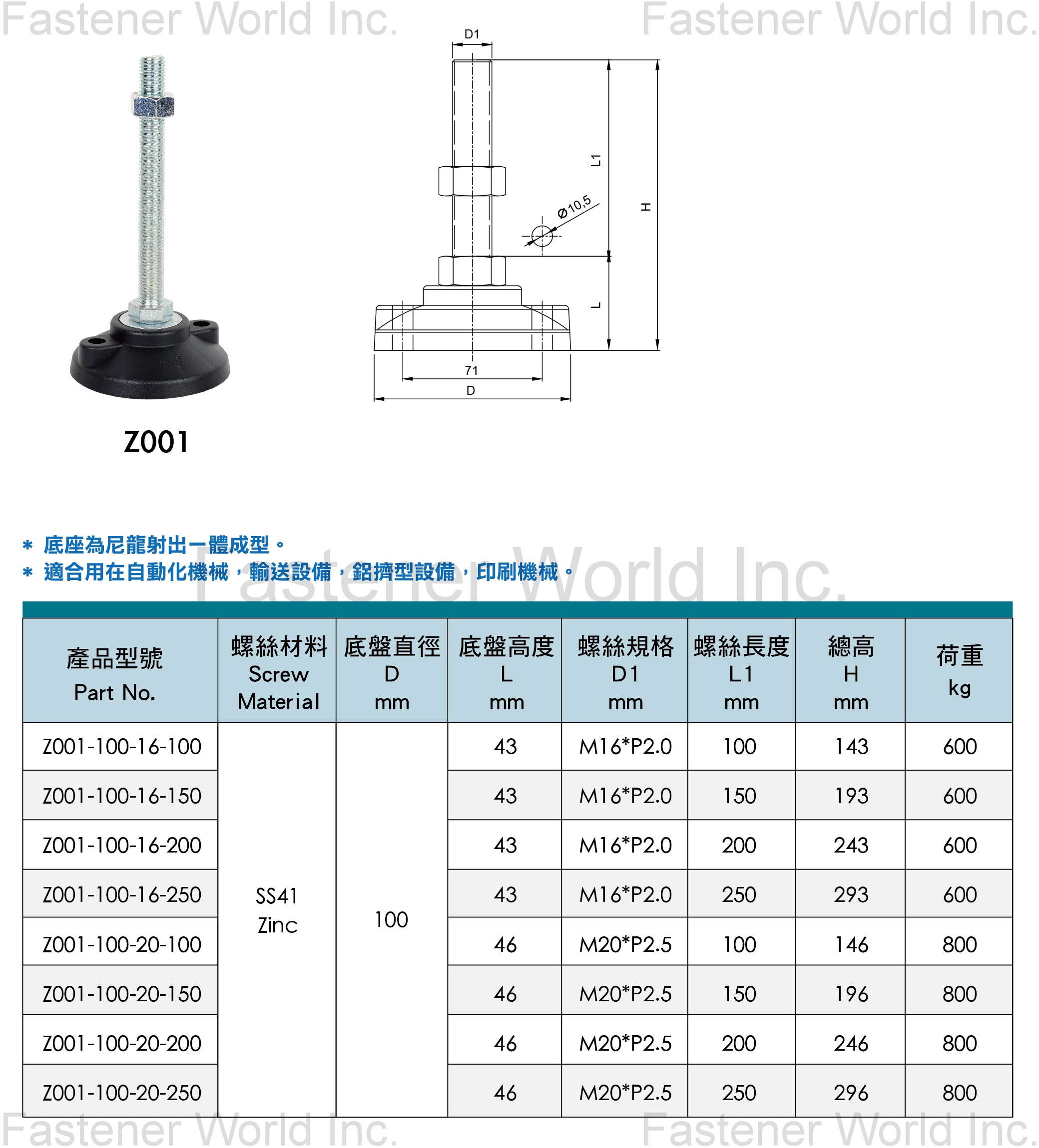 群弘興業有限公司 , Z001尼龍重型調整腳