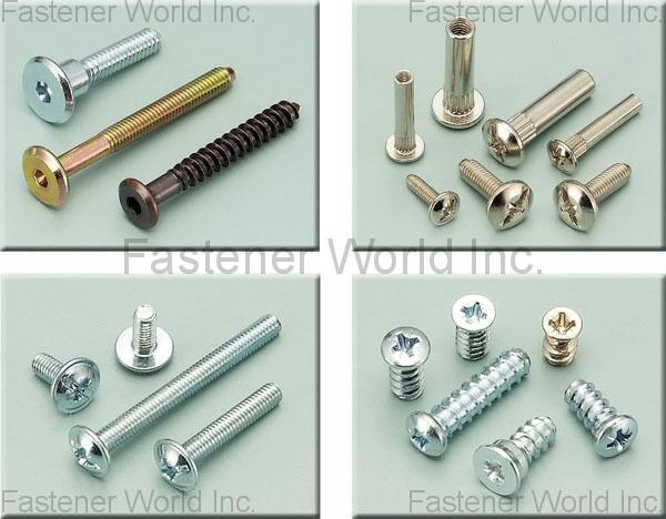 ZYH YIN ENT. CO., LTD.  , JOINT CONNECTOR BOLT, FEMALE+MALE SCREW PARTS, MACHINE SCREW, EURO SCREW , Machine Screws