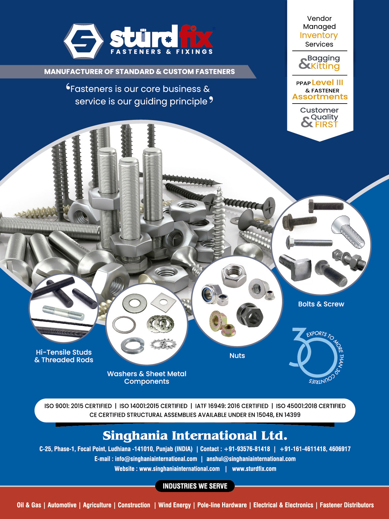 Singhania International Limited (Sturdfix) , Standard & Custom Fasteners