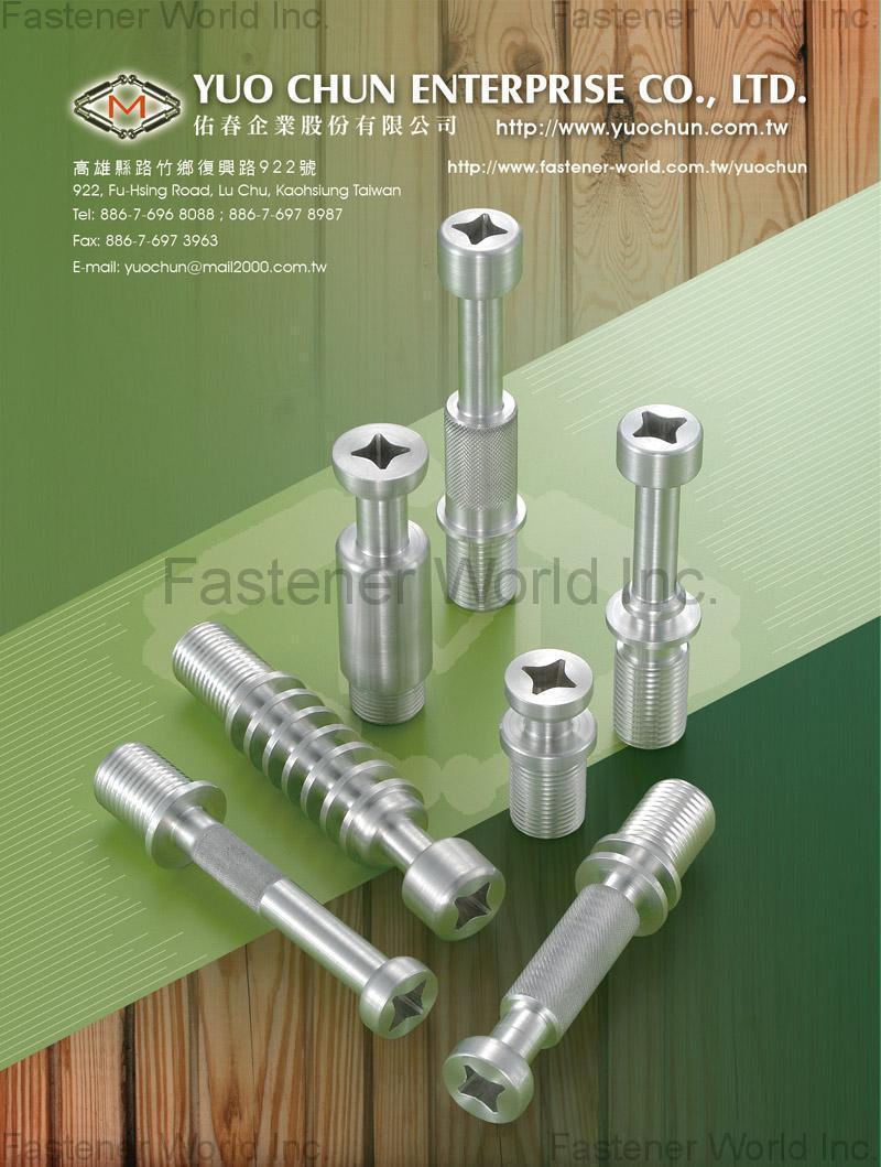 YUO CHUN ENTERPRISE CO., LTD.  , Tapping Screw, TRI-LOBULAR Thread Screw, Self-Tapping Screw, Machine Screw, Self-Drilling Screw, High-Low Screw, Wood Screw, SEMI-GIMLET Point Screw, Saw Slot, Fitting Dowel, Collated Screws , Furniture Fittings