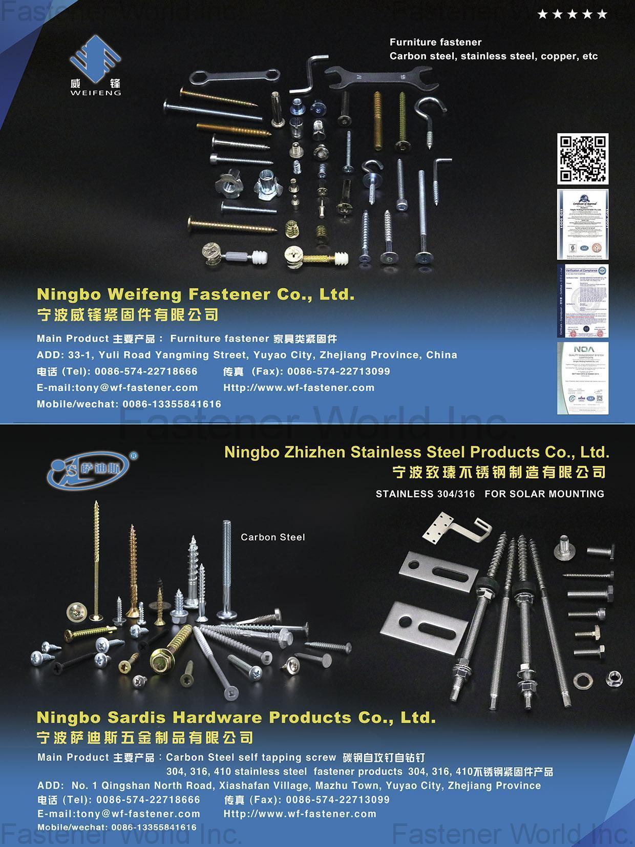 NINGBO WEIFENG FASTENER CO., LTD. , Nylon Anchors, Carbon Steel Self Tapping Screws, Self Drilling Screws, PE, PA PP Material Nylon Anchors...Carbon Steel Self Tapping Screws, Self Drilling Screws