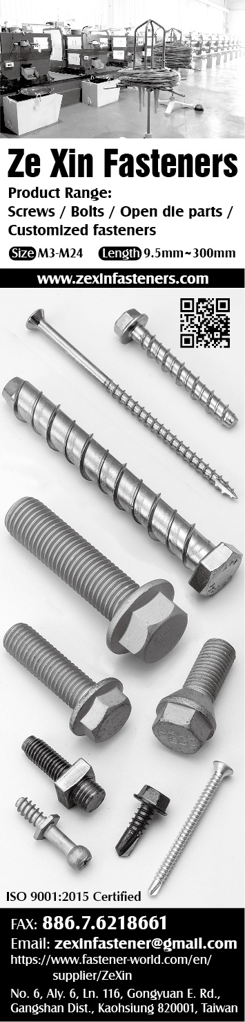 ZE XIN FASTENERS , Screws, Bolts, Open Die Parts, Customized Fasteners