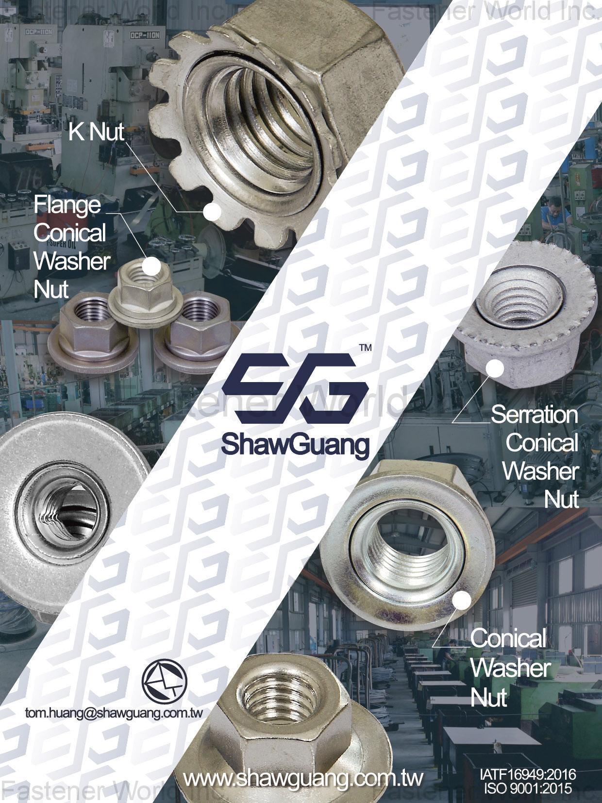 SHAW GUANG ENTERPRISE CO., LTD. , K Nuts, Flange Conical Washer Nuts, Serration Conical Washer Nuts, Conical Washer Nuts