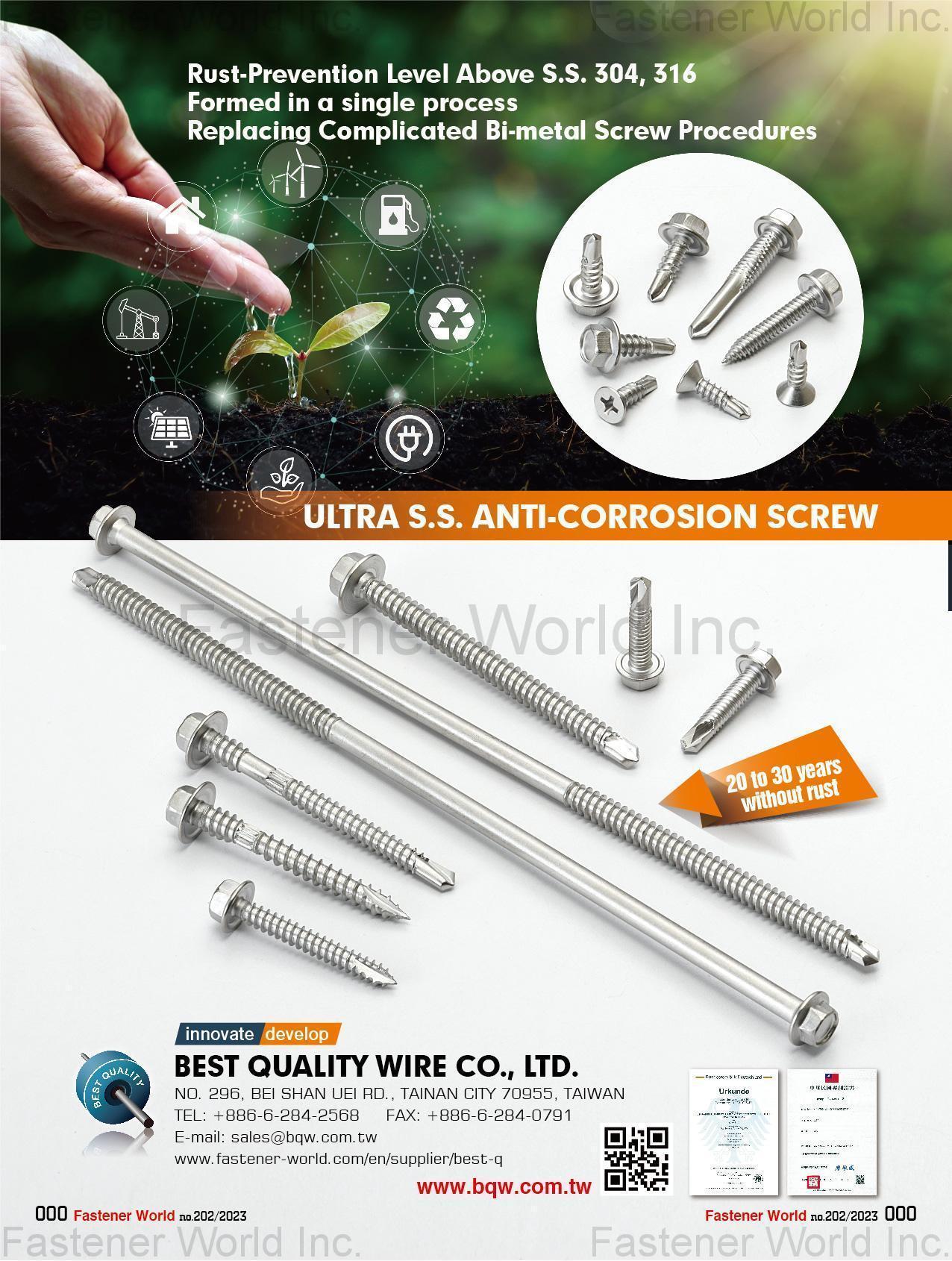 BEST QUALITY WIRE CO., LTD.  , Ultra S.S. Anti-corrosion Screws