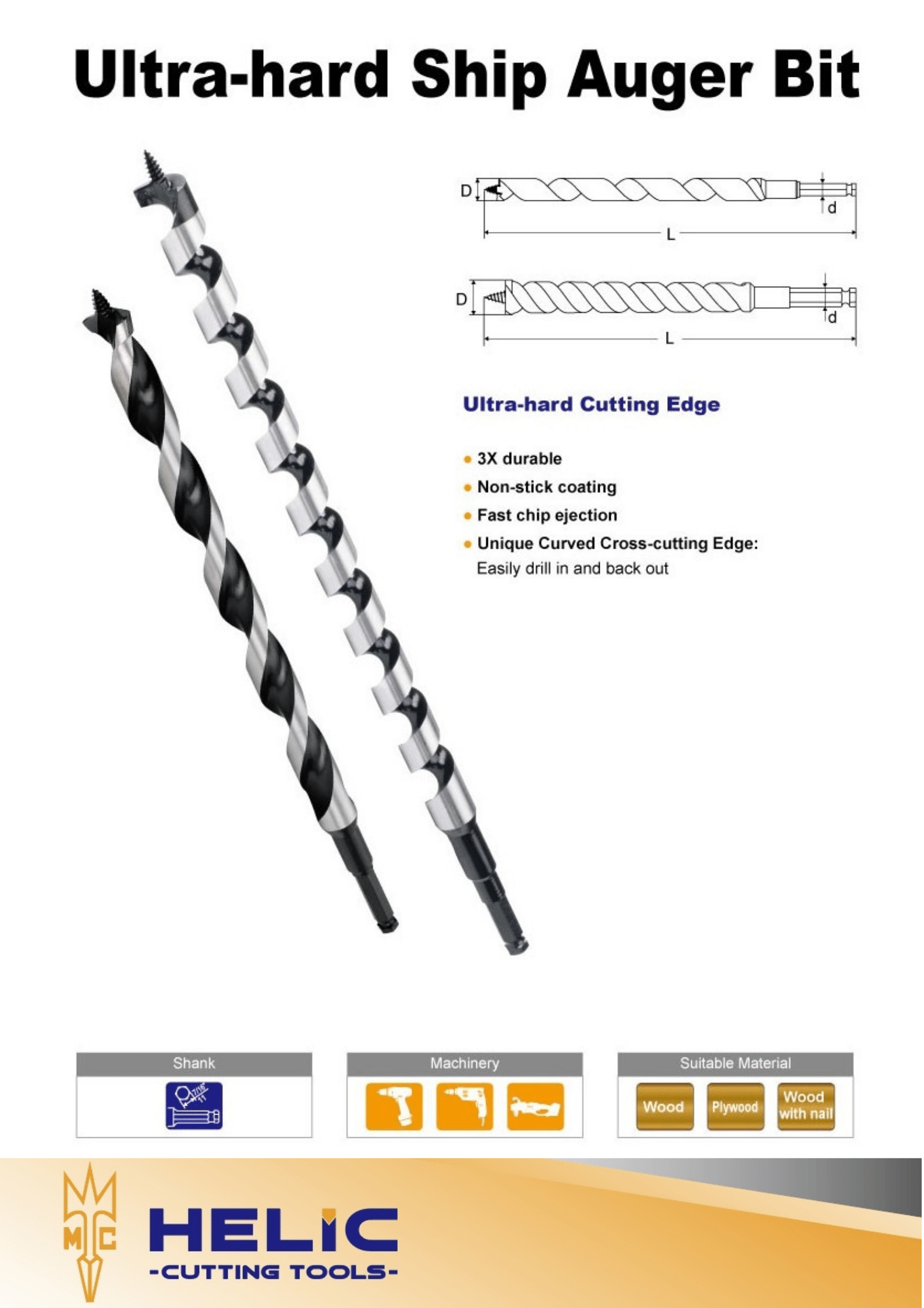 HELIC CUTTING TOOLS CO., LTD. , Ultra-hard Ship Auger Bit