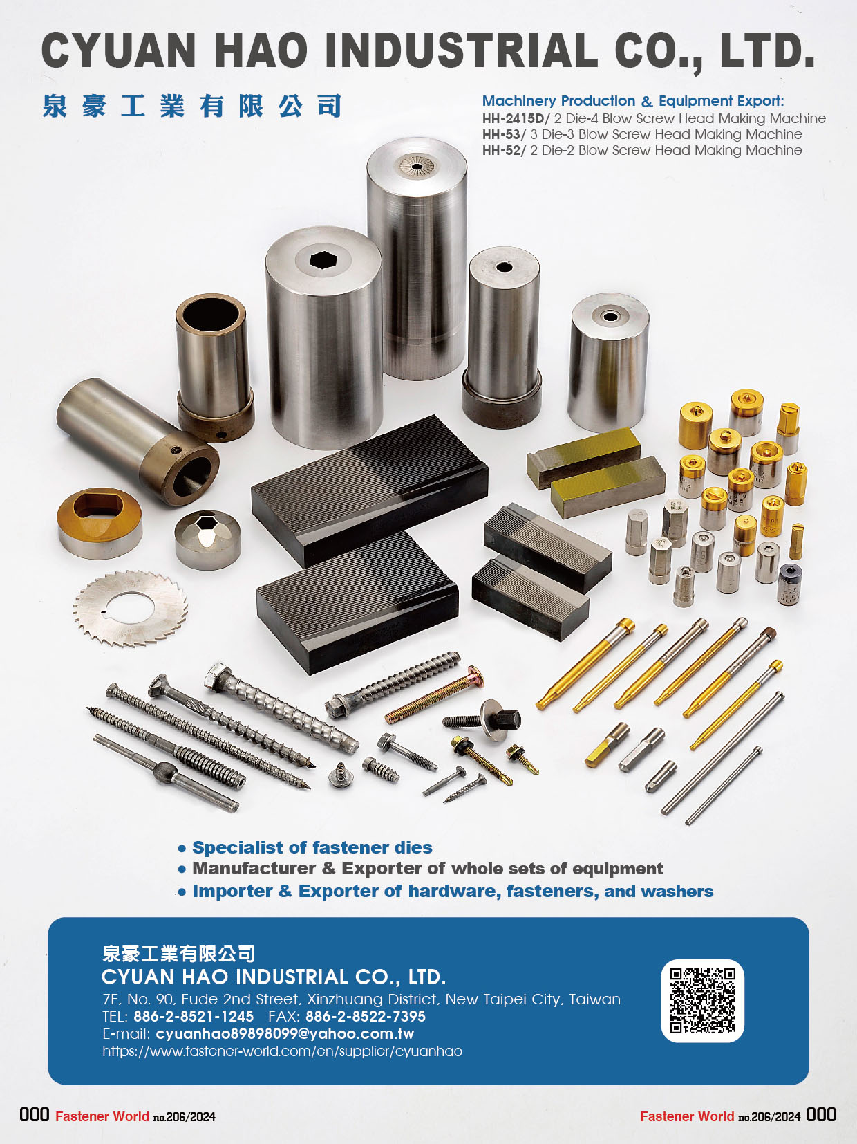 CYUAN HAO INDUSTRIAL CO., LTD. , Specialist of Fastener Dies Importer & Exporter of Hardware Fastener and Washers