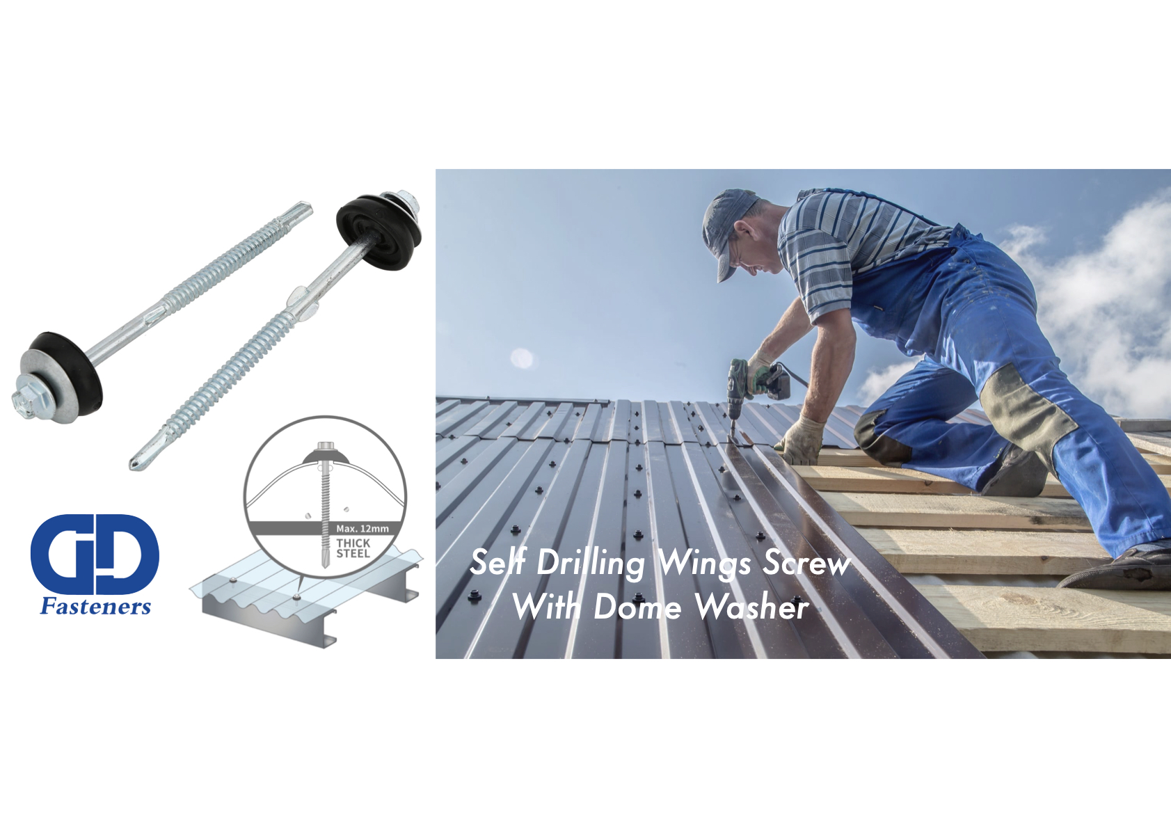 邯鄲釘釘貿易有限公司 (喜力德) , DD-fasteners : Hex head drilling screw with wings & Steel/ EPDM Dome washer