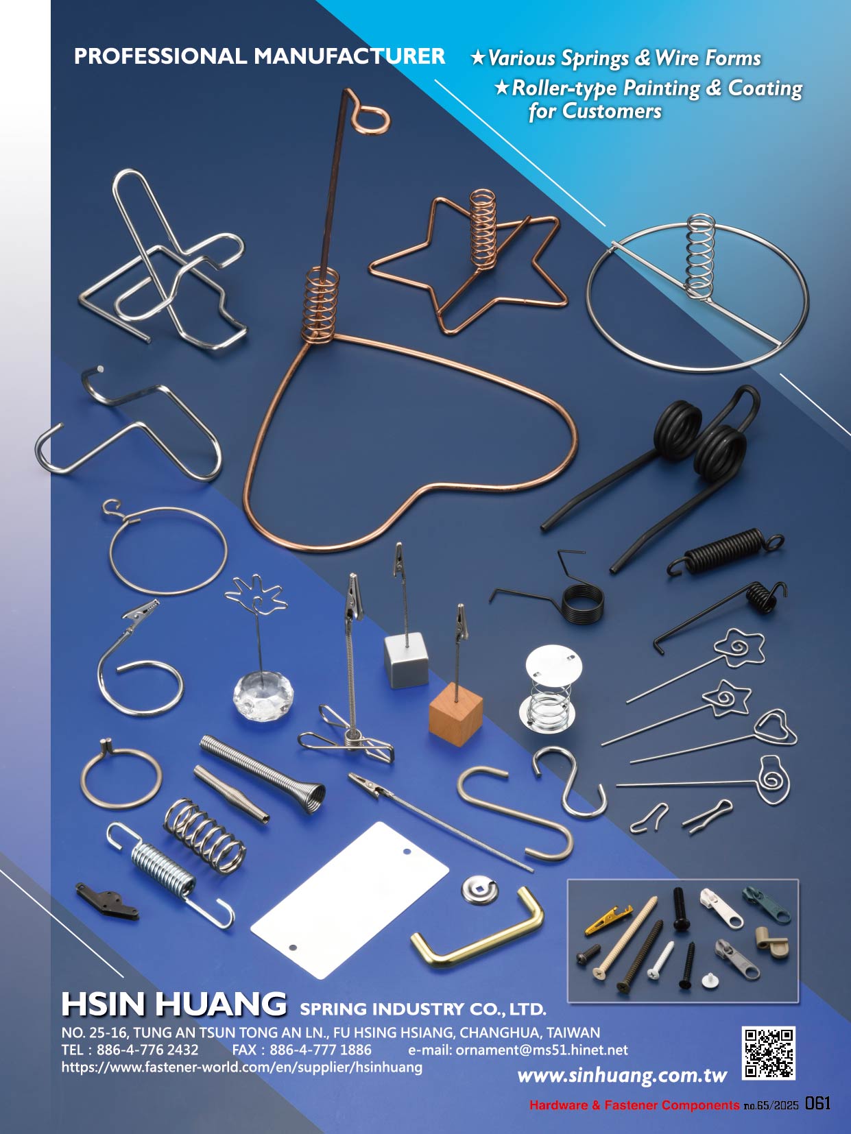 HSIN HUANG SPRING INDUSTRY CO., LTD. , Various Springs & Wire Forms, Roller-type Painting & Coating for Customers