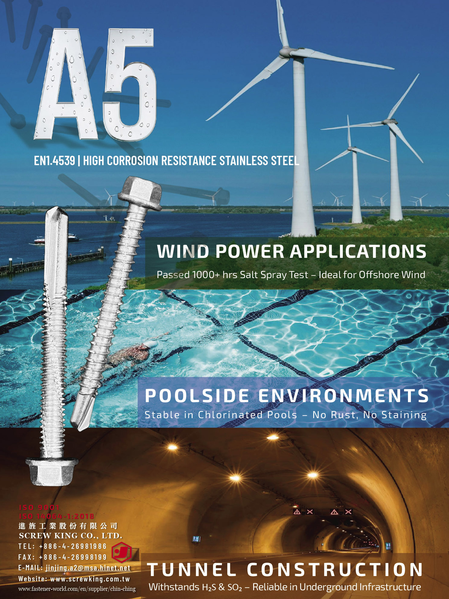 SCREW KING CO., LTD. , A5 - EN1.4539, High Corrosion Resistance Stainless Steel SCREW KING CO., LTD. , A5 - EN1.4539, High Corrosion Resistance Stainless Steel