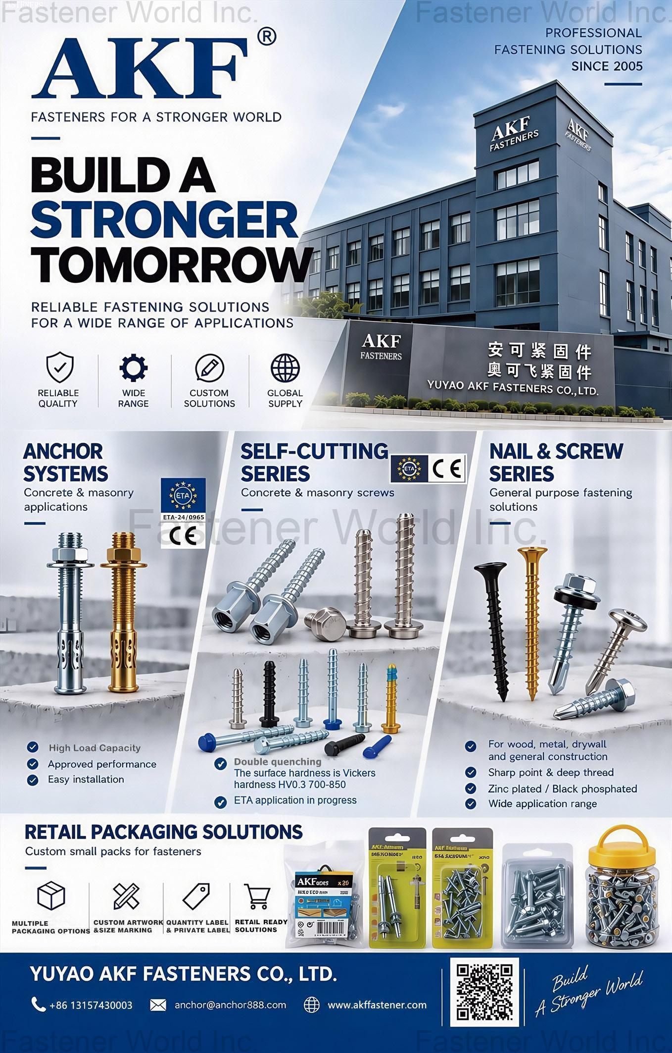 YUYAO AKF FASTENERS CO., LTD. , Anchors / Self-Cutting / Nail & Screw YUYAO AKF FASTENERS CO., LTD. , Anchors / Self-Cutting / Nail & Screw