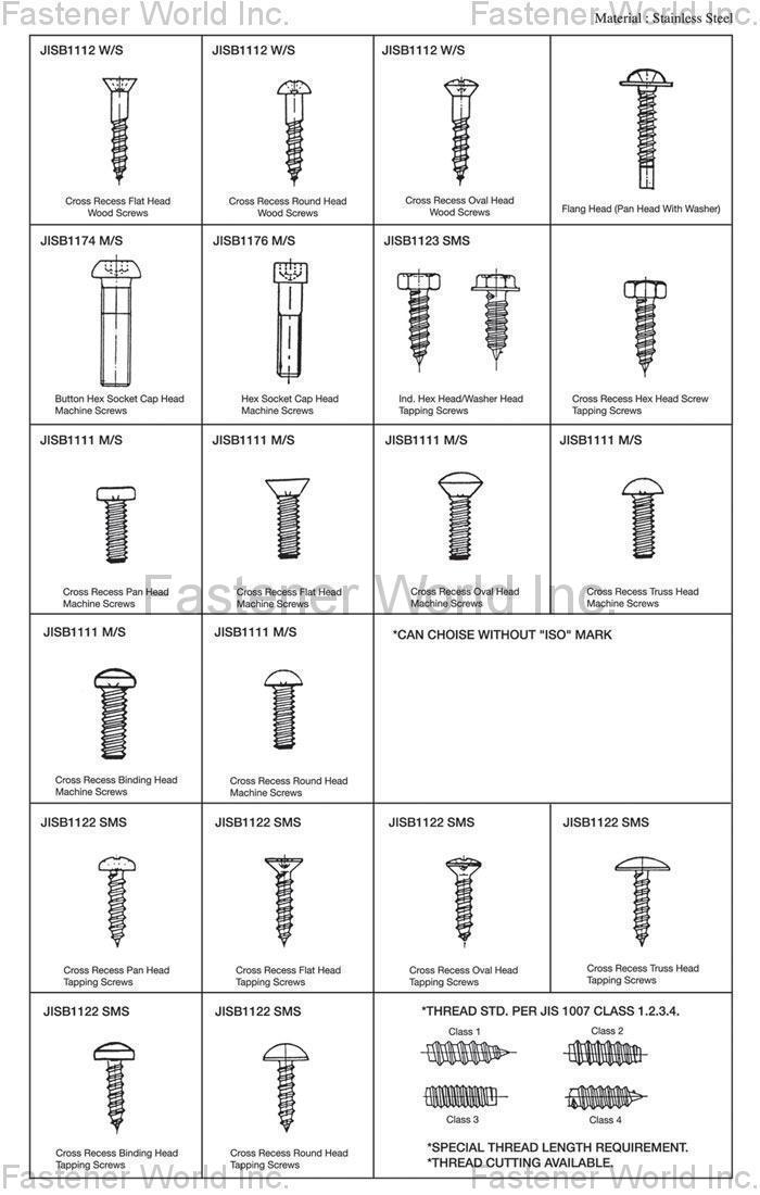 RODEX FASTENERS CORP. , JIS Screws，stainless steel screws, stainless steel screws manufacturer, made in Taiwan , All Kinds of Screws