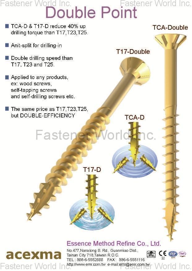 ESSENCE METHOD REFINE CO., LTD. , Patented Screws , Special Screws