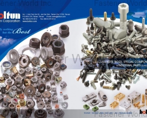 Welding Nuts,Rivet Nuts,Clinch Nuts,Locking Nuts,Nylon Insert Nuts,Conical Washer Nuts,T-Nuts,CNC Machining Parts,Stamping Parts,Bushed & Sleeves,Assembly Components,Special Parts,HEX. Bolt & Screw,Flange Bolt,Socket,Sems,Screw With Welding Projection,Screw With Welding Ring & Points,Clinch Bolt,T C Bolt,Special Pin,Wheel Bolt,Rail Bolt,Rail Bolts Construction Fasteners: Nuts, Screws & Washers,Wind Turbine Fasteners Kits: Nuts, Bolts & Washers Truck Wheel Bolts,Bolts & Nuts & Components,Motorcycle parts,Nylon rings & special washer,Expansion Bolt(BOLTUN CORPORATION )