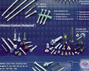 Self-Drilling Screw, Bi-Metal Screws, Collated Screws, Stainless Cap Screws, Roofing Screw, Thread Forming Screw, Tapping Screw, Concrete Screw, Wood Screw, Plastic Screw(CHAN LIANG ENTERPRISE CO., LTD. )