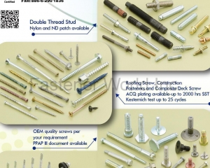 Double Thread Stud, Roofing Screw, Construction Fasteners and Composite Deck Screw, OEM Quality Screw, Self-Drilling Screw(ABS METAL INDUSTRY CORP. )