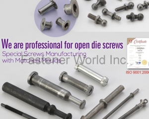 AUTOMOTIVE PARTS, Ball stud, Pin stud, I-shaped Bushing, CONSTRUCTION PARTS, Machine screw, Tapping screw / Drywall screw, High Low thread screw, Tri-Lobular thread screw(CHIH FU MECHANICS CO., LTD. )