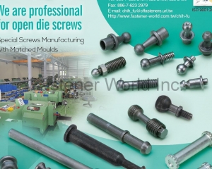 AUTOMOTIVE PARTS, Ball stud, Pin stud, I-shaped Bushing, CONSTRUCTION PARTS, Machine screw, Tapping screw / Drywall screw, High Low thread screw, Tri-Lobular thread screw(CHIH FU MECHANICS CO., LTD. )