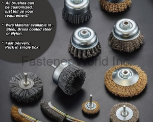 Brushes, Wire materials available in Steel,Brass coated steel or Nylon.(PAR EXCELLENCE INDUSTRIAL CO., LTD. )