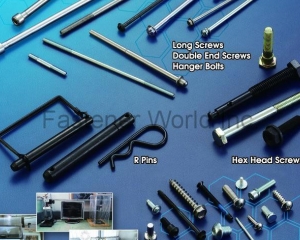 stainless steel screw,carbon steel screw,long screw,double end screws,hanger bolts,R pins,hex head screws,standard screws,nuts,washers(CHIN-TIEH SCREW CO.)