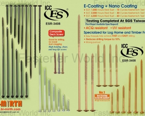 Composite Deck Screws, E-Coating, Nano Coating, Log Home and Timber Frame(BI-MIRTH CORPORATION)