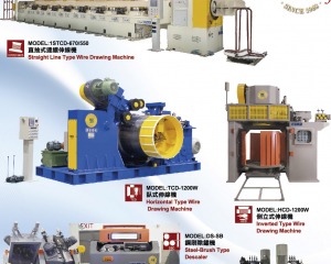 伸線機設備/整廠輸出, 直抽式連續伸線機, 到立式伸線機, 臥式伸線機, 鋼刷除鏽機, 全自動盤元送線/車頭機(國聯機械實業股份有限公司 )
