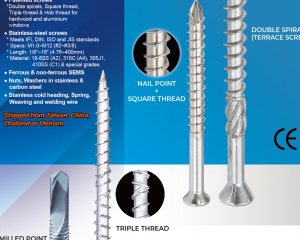 Performing Screws, EU (EN14592 & EN14566), Patented Screws, Stainless-Steel Screws, Ferrous & non-ferrous Sems, Nuts, Washers in Stainless & Carbon Steel, Stainless Cold Heading, Spring, Weaving and Welding Wire(A-STAINLESS INTERNATIONAL CO., LTD.)