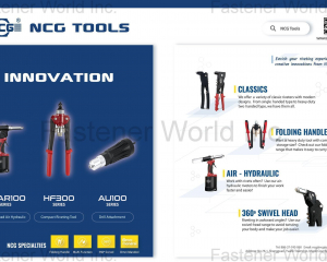 SHAR100 (Swivel Head Air Hydraulic), HF300 (Compact Riveting Tool), AU100 (Drill Attachment), Riveters, Folding Handle, 360 Swivel Head(NCG TOOLS INDUSTRY CO., LTD. )